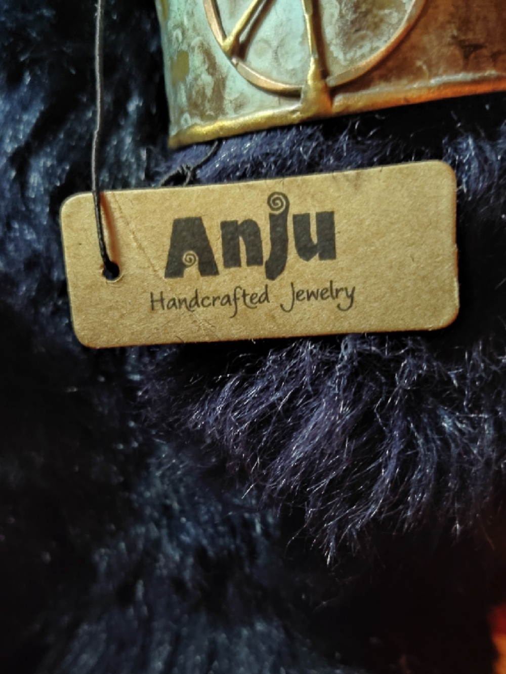 Anju Brass Peace Sign Handcrafted Cuff Bracelet - Picture 2 of 7
